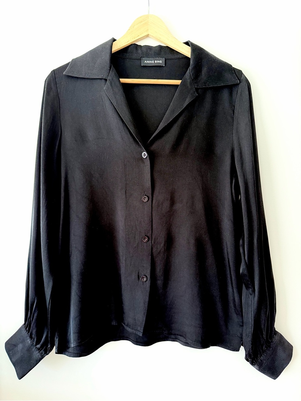 Anine Bing Black silk Button Down Shirt